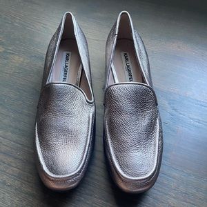 Karl Lagerfeld bronze slip on loafers sz 7.5 ( 38)
